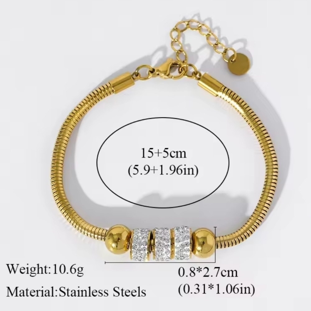 Elegant Gold Bracelet with Silver Accents - Picture 2 of 4